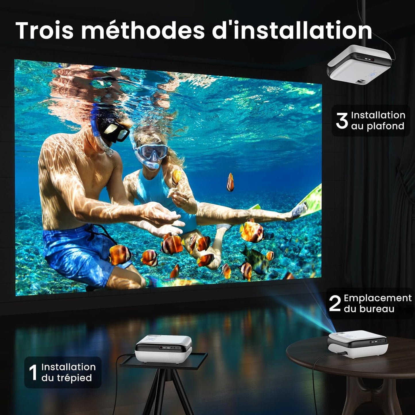 Beammify – Tragbarer Mini-Projektor mit 4K-Unterstützung, Android & Iphone für Heimkino und Reisen