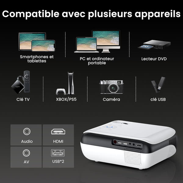Beammify – Tragbarer Mini-Projektor mit 4K-Unterstützung, Android & Iphone für Heimkino und Reisen